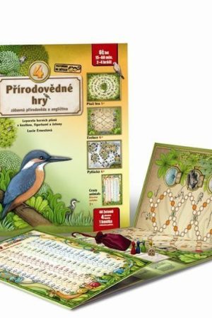 4 přírodovědné hry - Leporelo her s kostkou, figurkami a žetony, pro zábavné učení přírodopisu a angličtiny