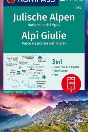 Julische Alpen, Nationalpark Triglav, Alpi Giulie, Parco Nazionale del Triglav 1:25 000 / turistická mapa KOMPASS 064