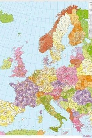 PLK EUB Evropa 1:3 700 000 / pošt. nástěnná, lištovaná