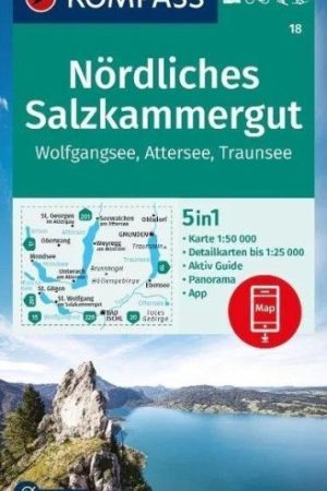 Severní Solná komora, Wolfgangsee, Attersee, Traunsee 1:50 000 / turistická mapa KOMPASS 18