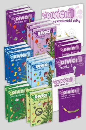 Divíci 1 - rozšířený učitelský balíček - Český jazyk GM (nevázané písmo) + Matematika + Člověk a jeho svět