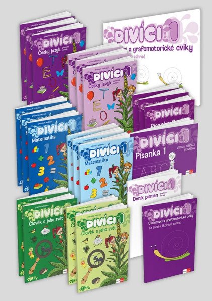 Divíci 1 - učitelský balíček - Český jazyk GM (vázané písmo) + Matematika + Člověk a jeho