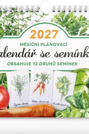 Kalendář 2027 Měsíční, plánovací se semínky, 30 x 21 cm