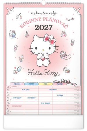 Kalendář 2027 Rodinný, plánovací Hello Kitty XL, 33 x 46 cm