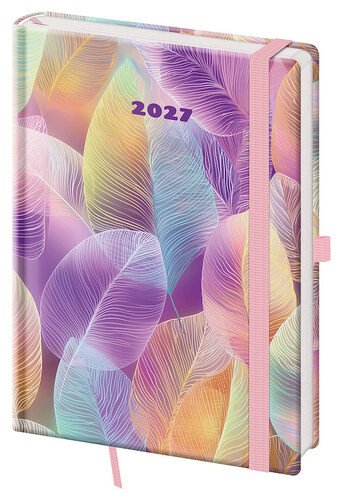 Diář 2027 týdenní A5 Vario - Feathers s gumičkou