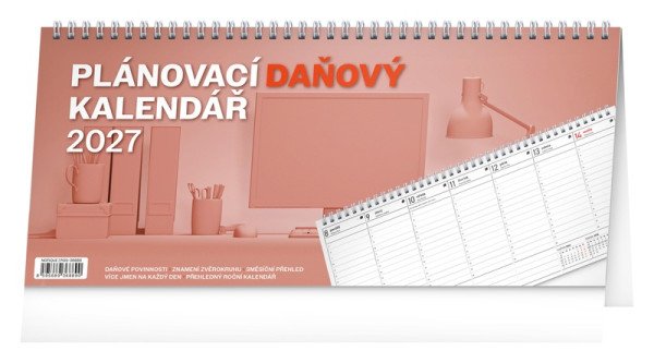 Kalendář 2027 stolní: Plánovací daňový, 33 x 14,5 cm