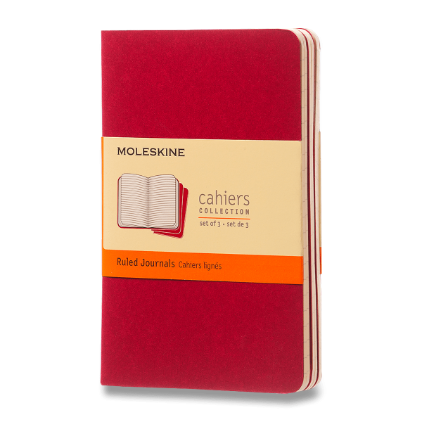 Sešity Moleskine Cahier, S, linkované, 3 ks - červený