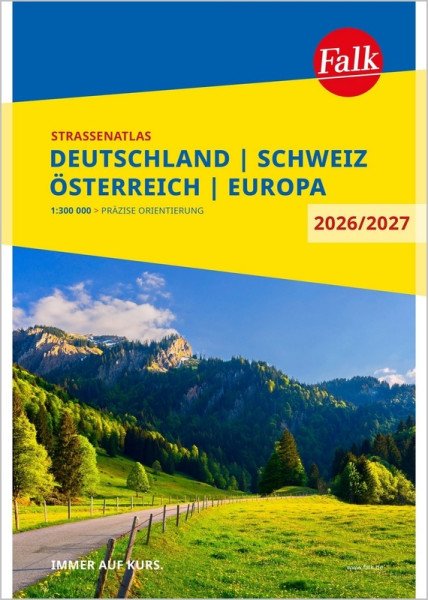 Německo, Švýcarsko, Rakousko 1:300 000 / atlas silnic 2026/2027 Falk