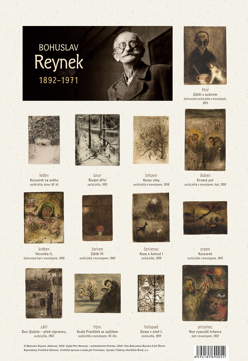 BOHUSLAV REYNEK GRAFIKY 2019 - NÁSTĚNNÝ KALENDÁŘ 230 X 335 MM - Obrázek 2