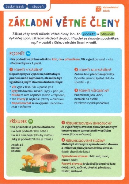Základní větné členy - Přehledové tabulky ČJ