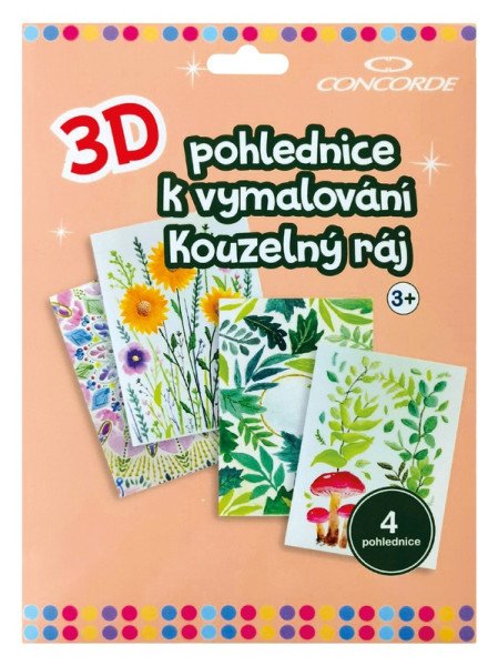 3D pohlednice k vymalování Kouzelný ráj